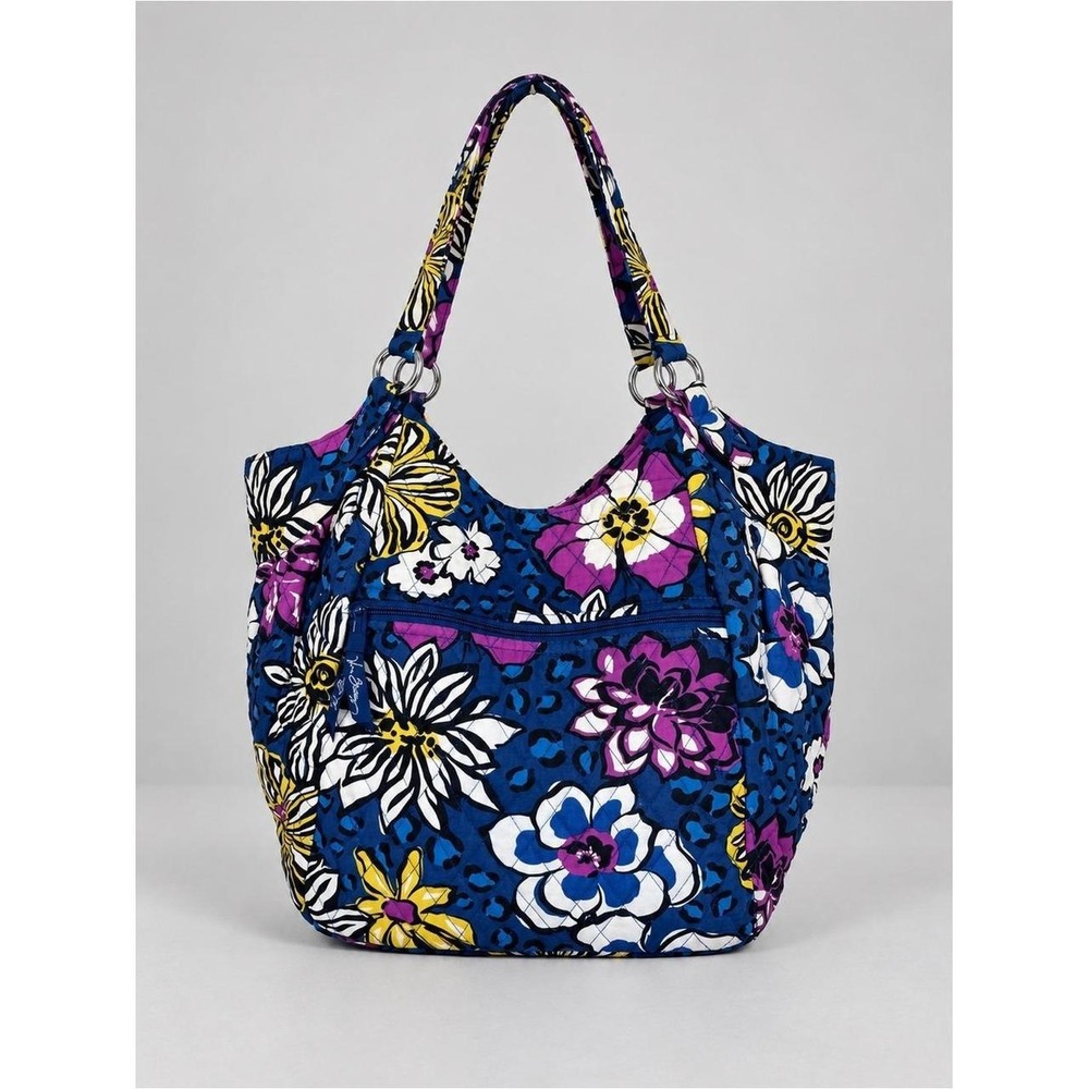 Vera Bradley Crescent Handbag African Violet Blue Floral Quilted Retired